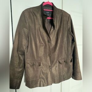 Alfani Womens XL Leather Brown/Gold Jacket